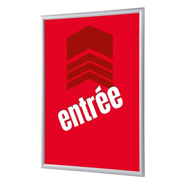 Cadre pour affiche, 25 mm, Set complet comprenant l'affiche: Entrée (français / anglais / allemand / espagnol) 21x29,7 cm (A4) | Rouge - Français | verre synthétique mat (1 mm)