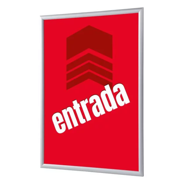 Cadre pour affiche, 25 mm, Set complet comprenant l'affiche: Entrée (français / anglais / allemand / espagnol) 21x29,7 cm (A4) | Rouge - Espagnol | verre synthétique mat (1 mm)