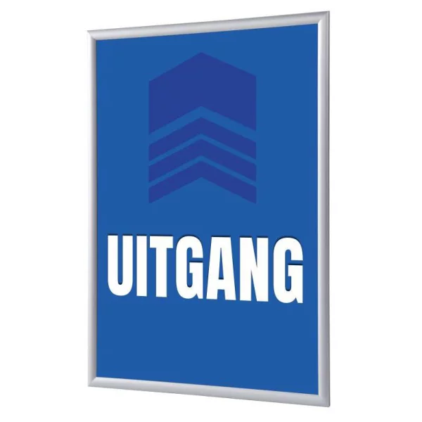 Kliklijst 25 mm, Complete Set inclusief poster: Uitgang (Nederlands / Engels / Duits) 21x29,7 cm (A4) | Blauw - Nederlands | kunstglas, gematteerd (1 mm)