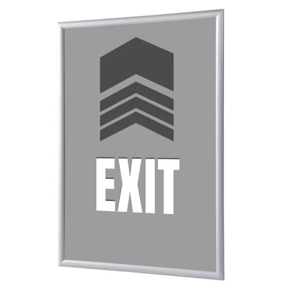 Cadre pour affiche, 25 mm, Set complet comprenant l'affiche: Sortir (français / anglais / allemand / espagnol) 21x29,7 cm (A4) | Gris - Anglais | verre synthétique mat (1 mm)