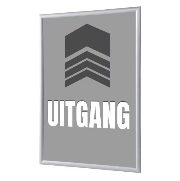 Kliklijst 25 mm, Complete Set inclusief poster: Uitgang (Nederlands / Engels / Duits) 21x29,7 cm (A4) | Grijs - Nederlands | kunstglas, gematteerd (1 mm)