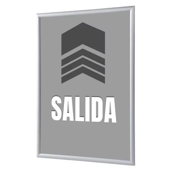 Cadre pour affiche, 25 mm, Set complet comprenant l'affiche: Sortir (français / anglais / allemand / espagnol) 21x29,7 cm (A4) | Gris - Espagnol | verre synthétique mat (1 mm)