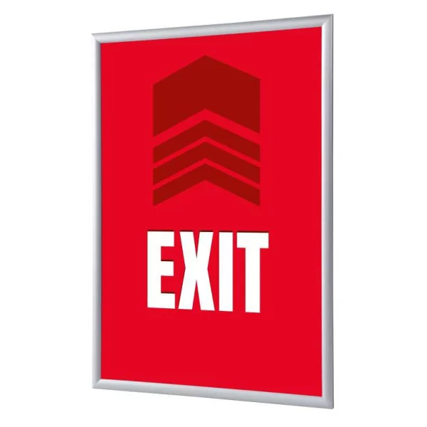 Cadre pour affiche, 25 mm, Set complet comprenant l'affiche: Sortir (français / anglais / allemand / espagnol) 21x29,7 cm (A4) | Rouge - Anglais | verre synthétique mat (1 mm)