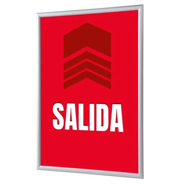 Cadre pour affiche, 25 mm, Set complet comprenant l'affiche: Sortir (français / anglais / allemand / espagnol) 21x29,7 cm (A4) | Rouge - Espagnol | verre synthétique mat (1 mm)