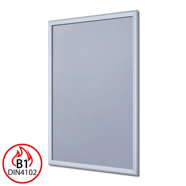 B1 Brandschutz Klapprahmen, 32 mm 59,4x84,1 cm (A1) | Silber matt | Kunstglas mattiert (1 mm)