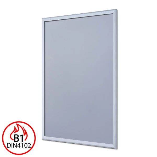B1 Brandschutz Klapprahmen, 32 mm 70x100 cm | Silber matt | Kunstglas mattiert (1 mm)