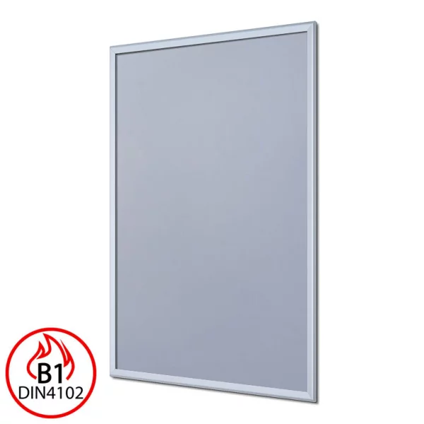 B1 Brandschutz Klapprahmen, 32 mm 84,1x118,9 cm (A0) | Silber matt | Kunstglas mattiert (1 mm)