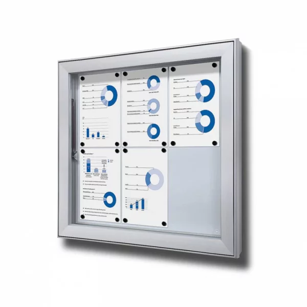 Vitrine L pour l'usage à l'extérieur 66x61,5 cm (6x A4) | argent | verre de sécurité trempé ESG