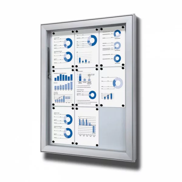 Schaukasten L für den Außeneinsatz 66x92,2 cm (9x A4) | silber | ESG Sicherheitsglas