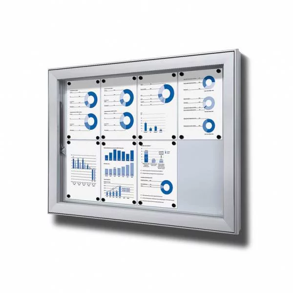 Vitrine L pour l'usage à l'extérieur 88x61,5 cm (8x A4) | argent | verre de sécurité trempé ESG
