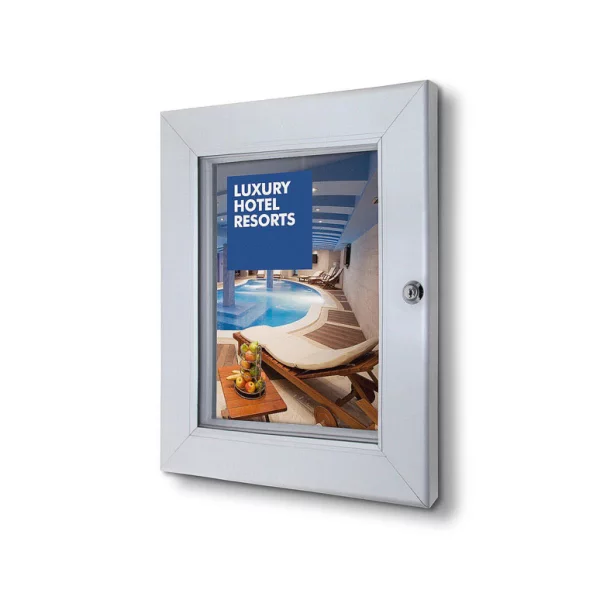 Vitrine pour affiche verrouillable avec support arrière en métal 21x29,7 cm (A4) | argent