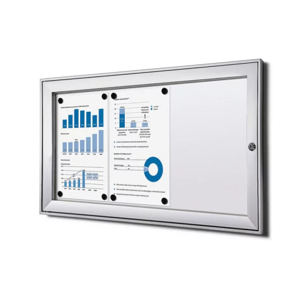 Vitrine S voor buiten 66x30,8 cm (3x A4) | zilver | acrylglas UV 90 (2 mm)