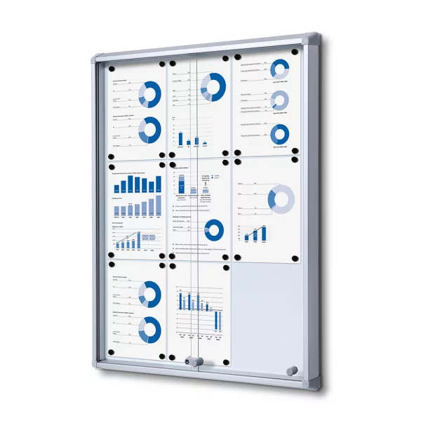 Vitrine met schuifdeur 66x92,2 cm (9x A4) | zilver | ESG-veiligheidsglas