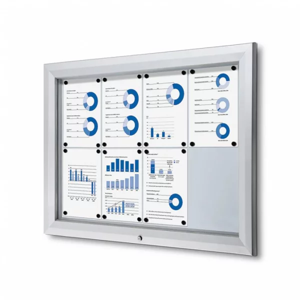 B1 Brandschutz-Schaukasten für den Außeneinsatz 76x102,5 cm (8x A4) | silber | ESG Sicherheitsglas