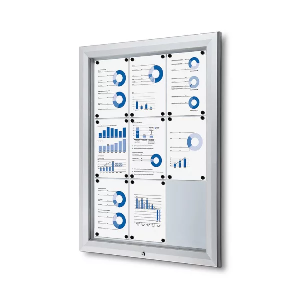 B1 Brandschutz-Schaukasten für den Außeneinsatz 80,5x106,7 cm (9x A4) | silber | ESG Sicherheitsglas