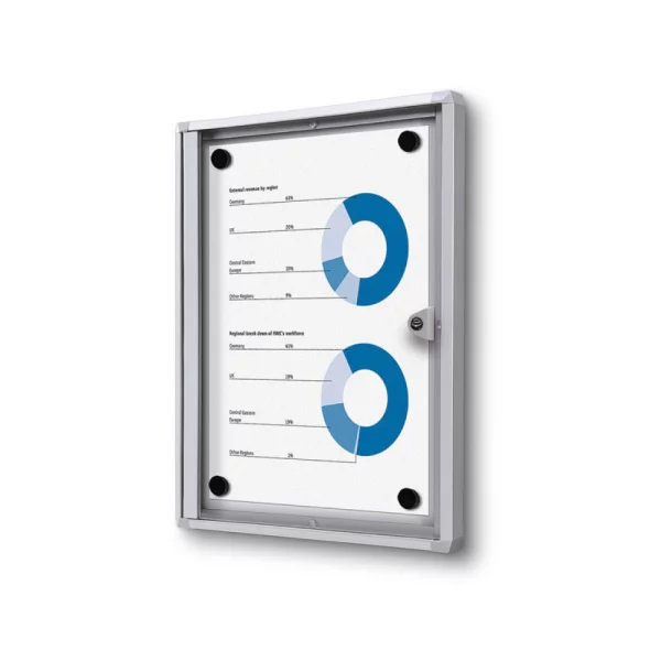 Vitrine XS Economy pour l'usage à l'intérieur 22x31 cm (1x A4) | argent | verre acrylique UV 90 (2 mm)