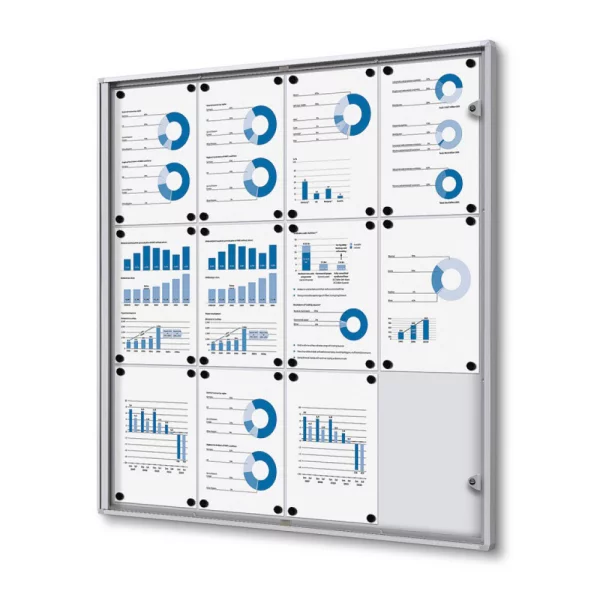 Schaukasten XS Economy für den Inneneinsatz 88x92,3 cm (12x A4) | silber | Acrylglas UV 90 (2 mm)
