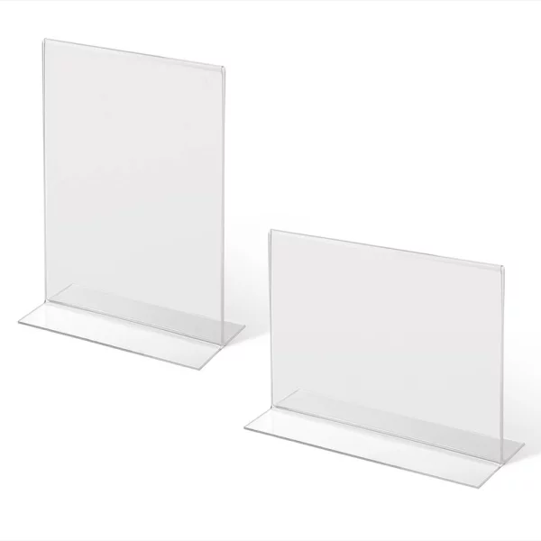 Aufsteller T-Form 14,8x21 cm (A5) waagerecht | transparent | Acrylglas UV 90 (2 mm)