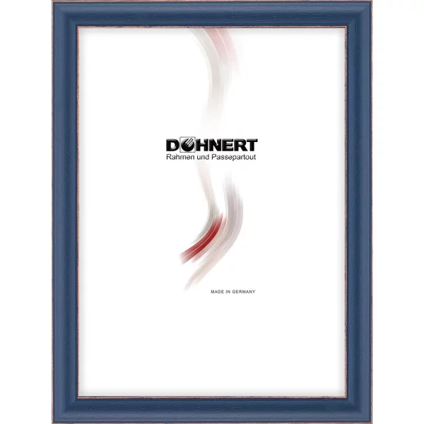Cadre en bois sur mesure Bounds bleu | verre standard (2 mm)
