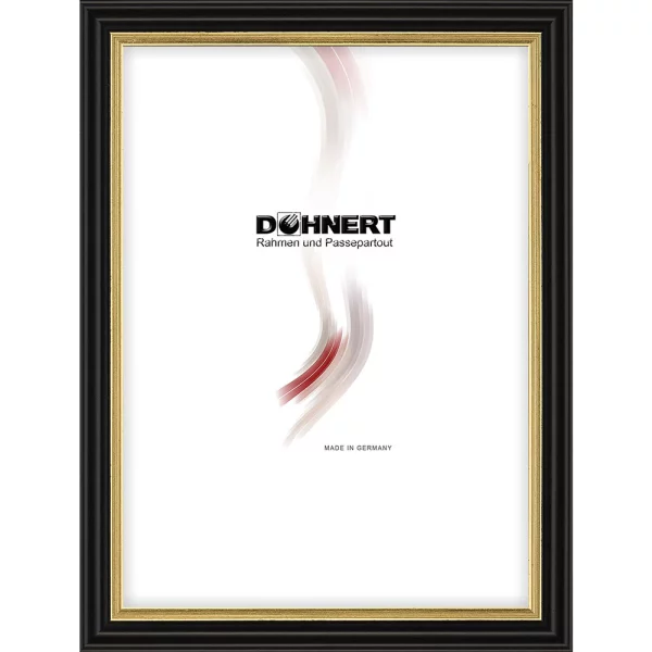 Holz Bilderrahmen Caledonian Road 10x10 cm | Schwarz-Gold | Normalglas (2 mm)