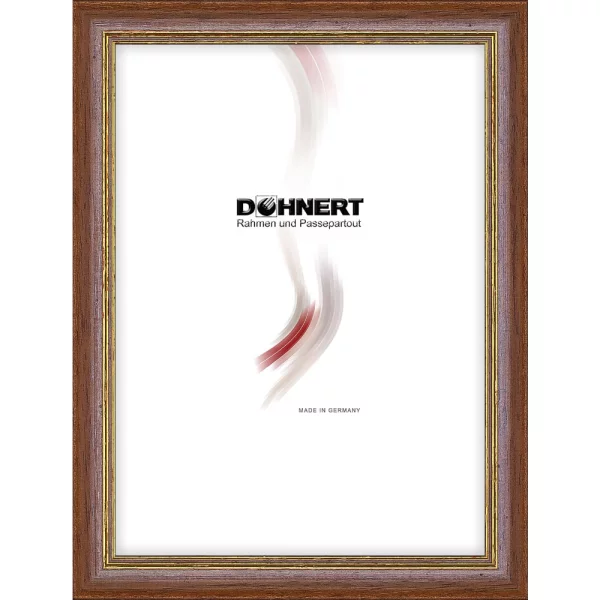 Holz Bilderrahmen Canons Park 30x40 cm | Braun mit Gold | Antireflexglas mattiert (2 mm)