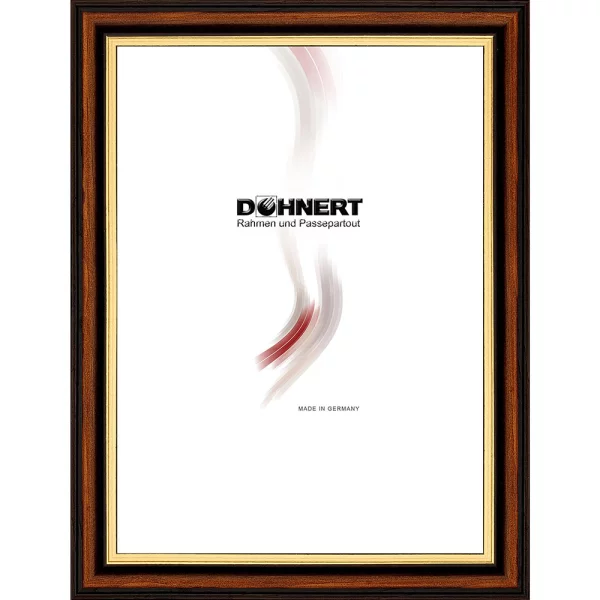 Holz Bilderrahmen Latimer 10x10 cm | Braun-Gold | Normalglas (2 mm)