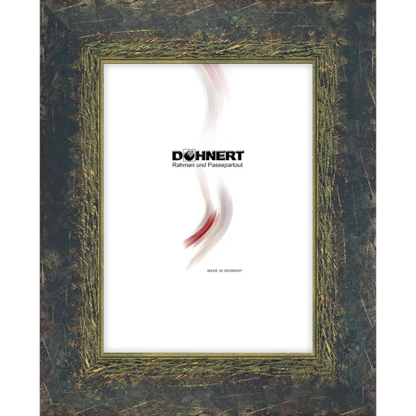 Cadre en bois sur mesure Ealing noir-bleu-or | verre standard (2 mm)