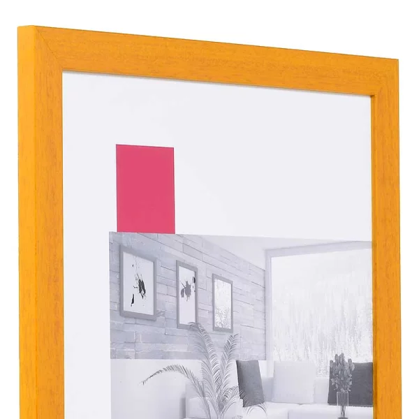 Holz-Bilderrahmen Profil Top Pro Maßanfertigung hellbraun | Kunstglas UV 99 entspiegelt (2 mm)
