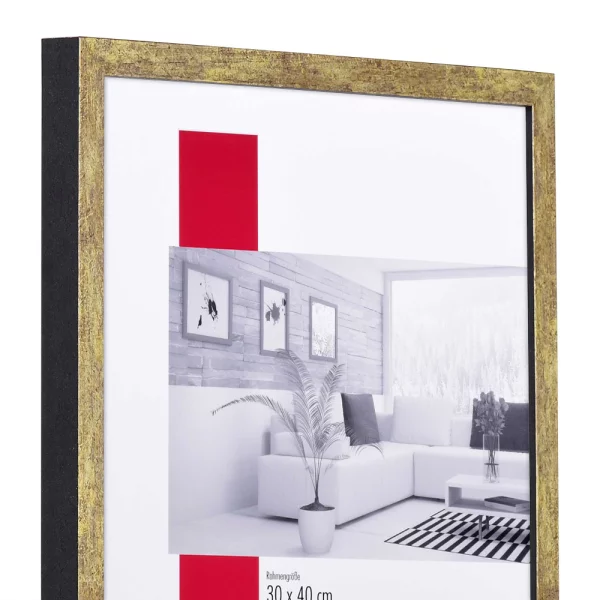 Holz-Bilderrahmen Profil 42 Maßanfertigung Antikgold | Kunstglas (2 mm)
