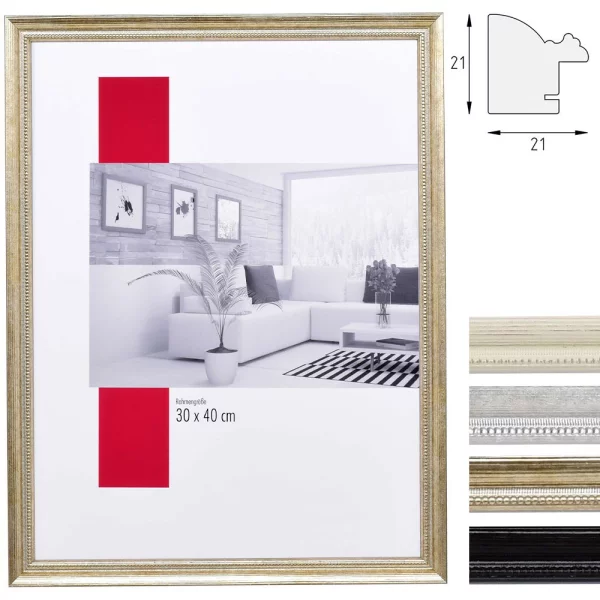 Holz-Bilderrahmen Profil 48 Maßanfertigung silber | Normalglas (2 mm)