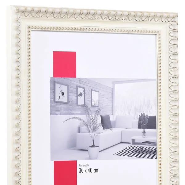 Barock-Bilderrahmen Profil 56 7x10 cm | weiß | Normalglas (2 mm)