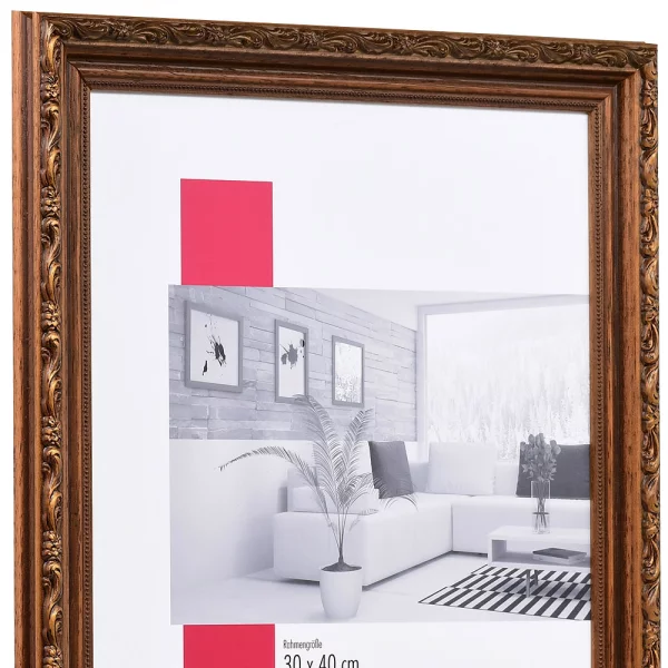 Barock-Bilderrahmen Profil 63 7x10 cm | braun | Normalglas (2 mm)