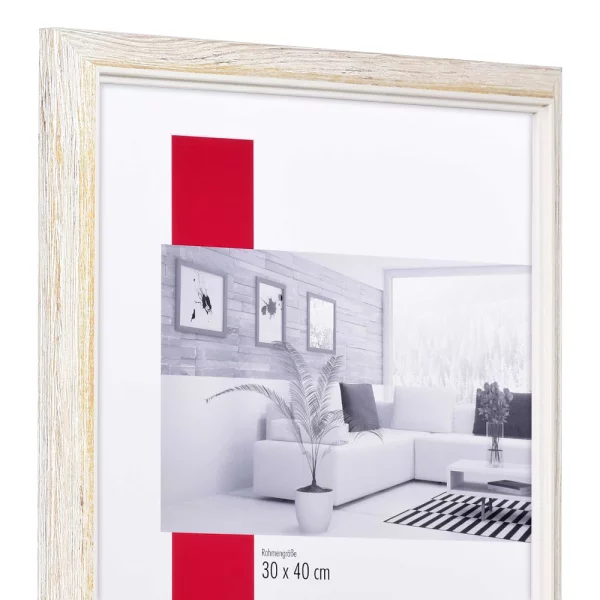 Holz-Bilderrahmen Profil 67 40x60 cm | Weiß | Museumsglas UV 70 entspiegelt