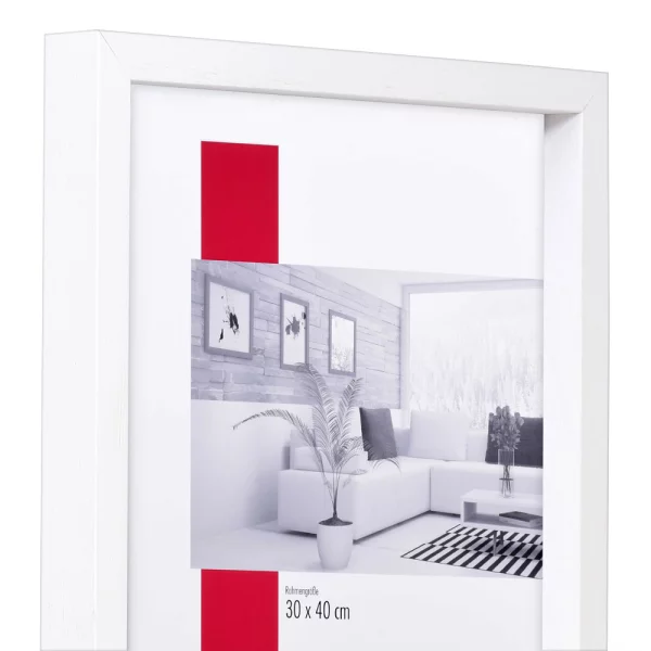 Holz-Bilderrahmen Profil 74 50x65 cm | Weiß | Normalglas (2 mm)