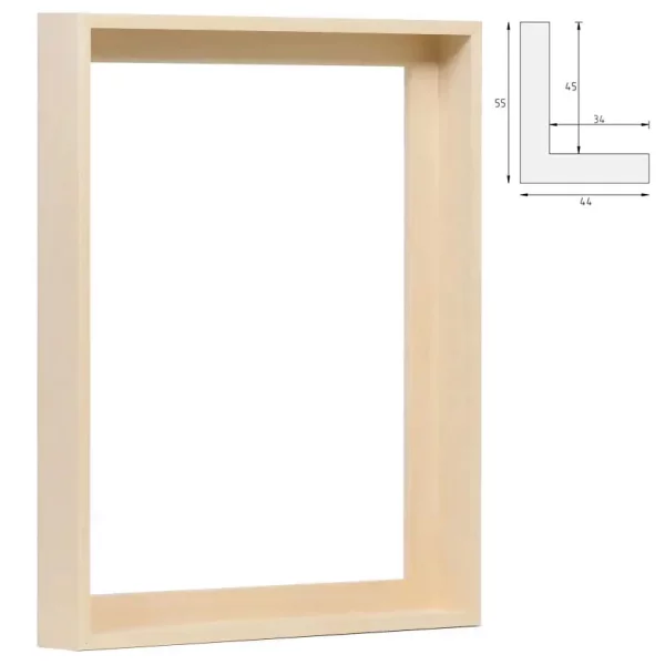 Schattenfugenrahmen Profil 92 XL aus Lindenholz - Maßanfertigung natur | Leerrahmen (ohne Glas und Rückwand)
