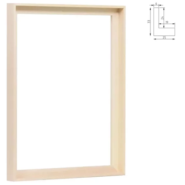 Schattenfugenrahmen Profil 93 XL aus Lindenholz - Maßanfertigung natur | Leerrahmen (ohne Glas und Rückwand)