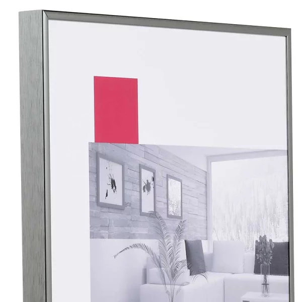 Alu-Bilderrahmen Profil 100 XL Maßanfertigung antiksilber hochglanz | Kunstglas UV 99 entspiegelt (2 mm)