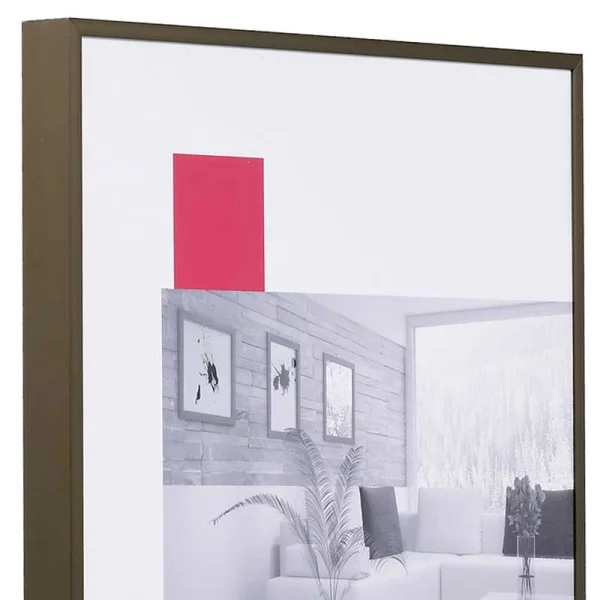 Alu-Bilderrahmen Profil 100 XL Maßanfertigung bronze matt | Kunstglas UV 99 entspiegelt (2 mm)