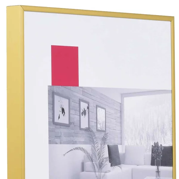Alu-Bilderrahmen Profil 100 XL Maßanfertigung gold matt | Kunstglas UV 99 entspiegelt (2 mm)