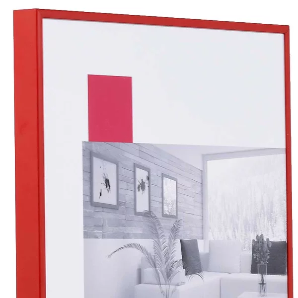 Alu-Bilderrahmen Profil 100 XL Maßanfertigung rot RAL 3002 | Kunstglas UV 99 entspiegelt (2 mm)