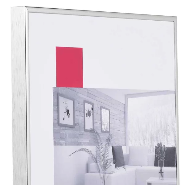 Alu-Bilderrahmen Profil 100 XL Maßanfertigung silber hochglanz | Kunstglas UV 99 entspiegelt (2 mm)
