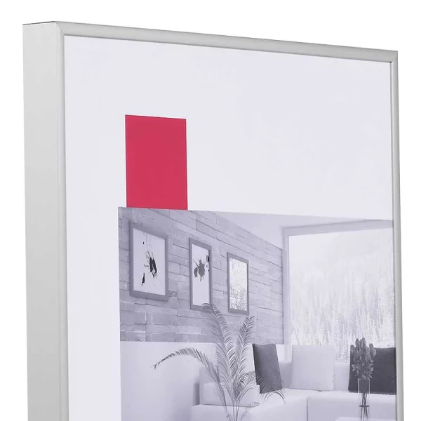 Alu-Bilderrahmen Profil 100 XL Maßanfertigung silber matt | Kunstglas UV 99 entspiegelt (2 mm)