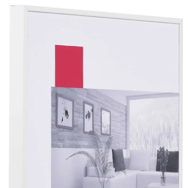 Alu-Bilderrahmen Profil 100 XL Maßanfertigung weiß RAL 9016 | Kunstglas UV 99 entspiegelt (2 mm)