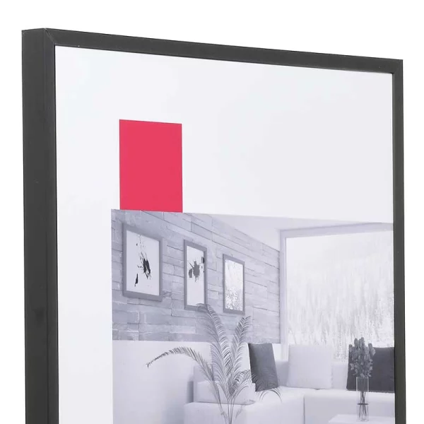 Alu-Bilderrahmen Profil S2 50x50 cm | schwarz matt | Normalglas (2 mm)