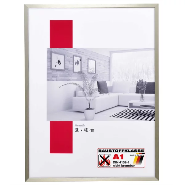 Klassifizierter Standard A1 Brandschutzrahmen Profil S2 50x50 cm | Champagner | Normalglas (2 mm)