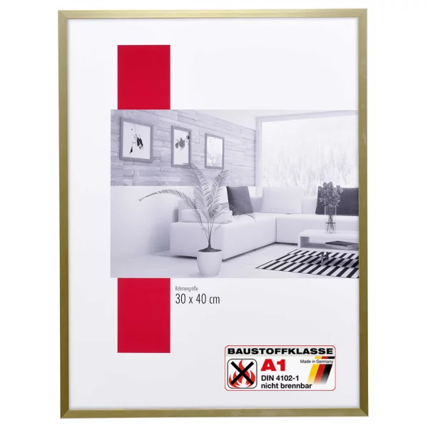 Klassifizierter Standard A1 Brandschutzrahmen Profil S2 50x50 cm | Gold | Normalglas (2 mm)