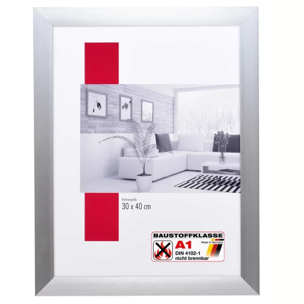 Klassifizierter Standard A1 Brandschutzrahmen Profil S3 50x50 cm | silber matt | Normalglas (2 mm)