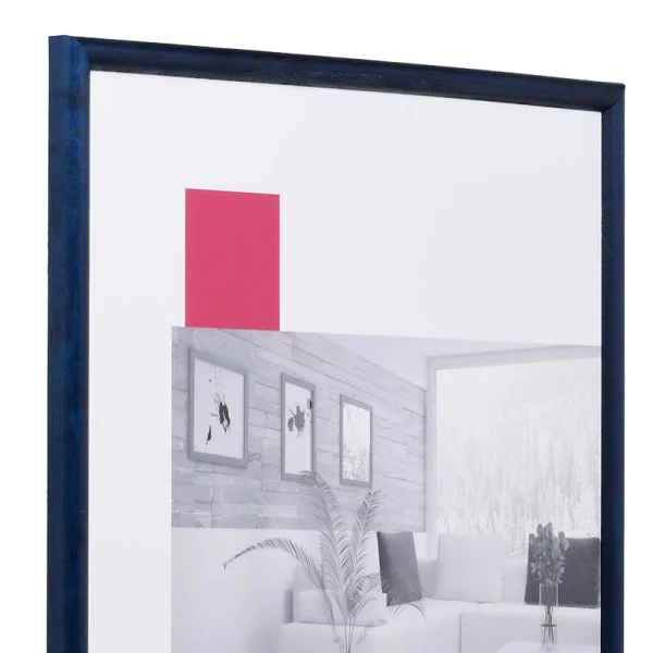 Holz-Bilderrahmen Profil 20 30x40 cm | blau | Antireflexglas mattiert (2 mm)