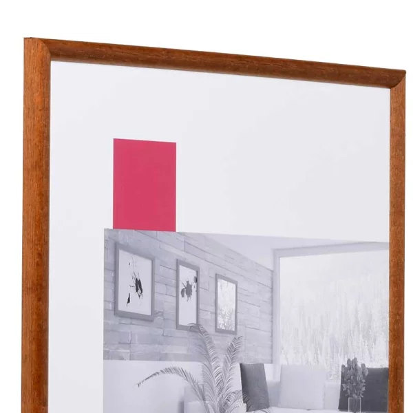 Holz-Bilderrahmen Profil 20 30x40 cm | nussbraun | Antireflexglas mattiert (2 mm)