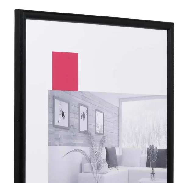 Holz-Bilderrahmen Profil 20 30x40 cm | schwarz | Antireflexglas mattiert (2 mm)
